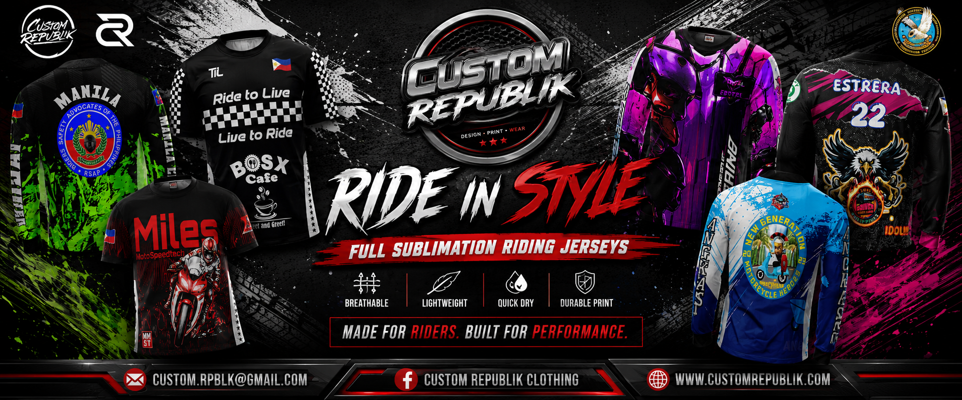 Custom Republik full sublimation apparels showcase
